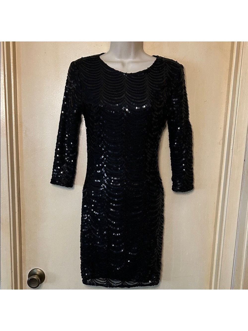 Floyd by Smith Black Sequin Spiderweb Long Sleeve Dress size 8